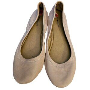 Lucky Brand Womens Beige Leather Ballet Flats Shoes Size 10